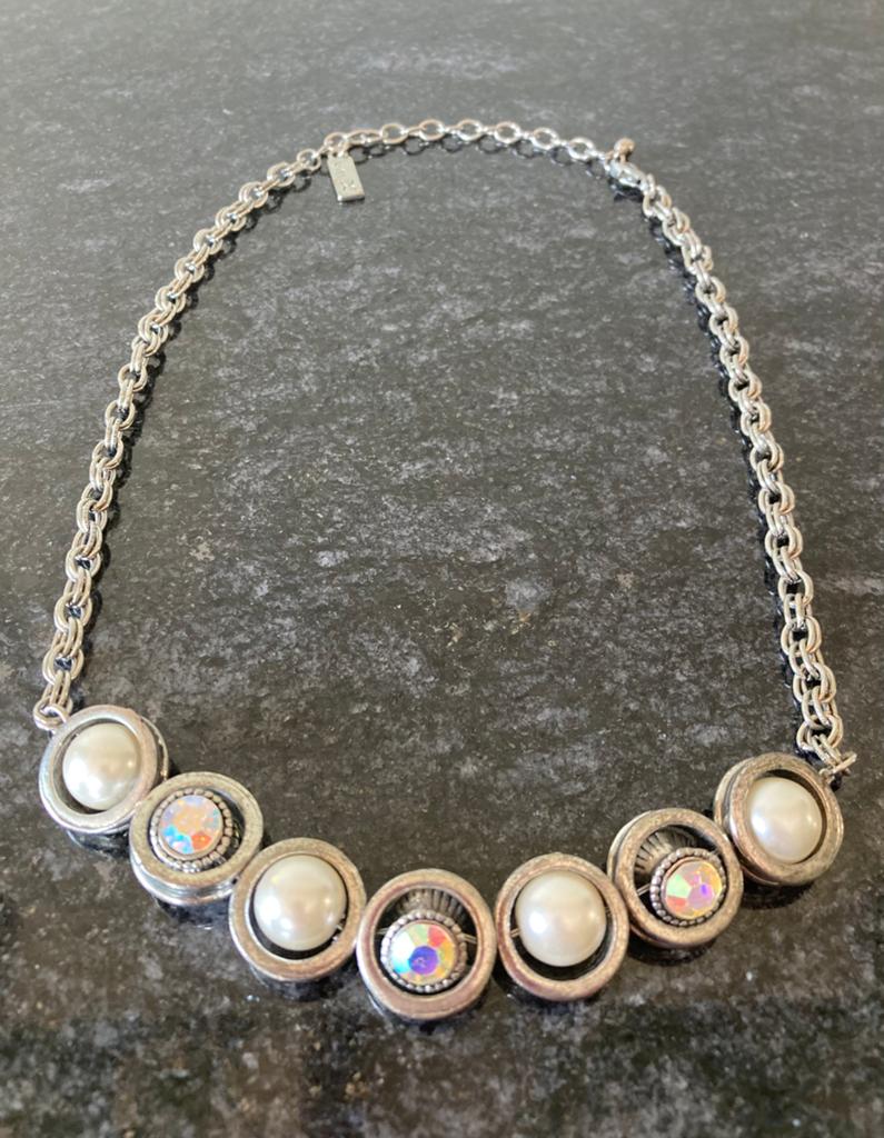 Unieke Zilverkleurige uniX Vintage Ketting, 53 cm, Sieraden, Tassen en Uiterlijk, Ophalen of Verzenden, Zo goed als nieuw, Zilver