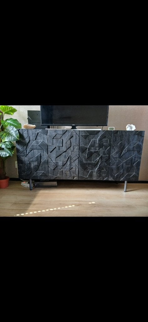 Dressoir kast zwart Woood, Ophalen, Met deur(en), 150 tot 200 cm, Zo goed als nieuw