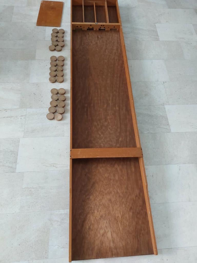 Midi Sjoelbak 1.83m x 39cm - Compleet met schijven, Een of twee spelers, Ophalen, Gebruikt, Homas