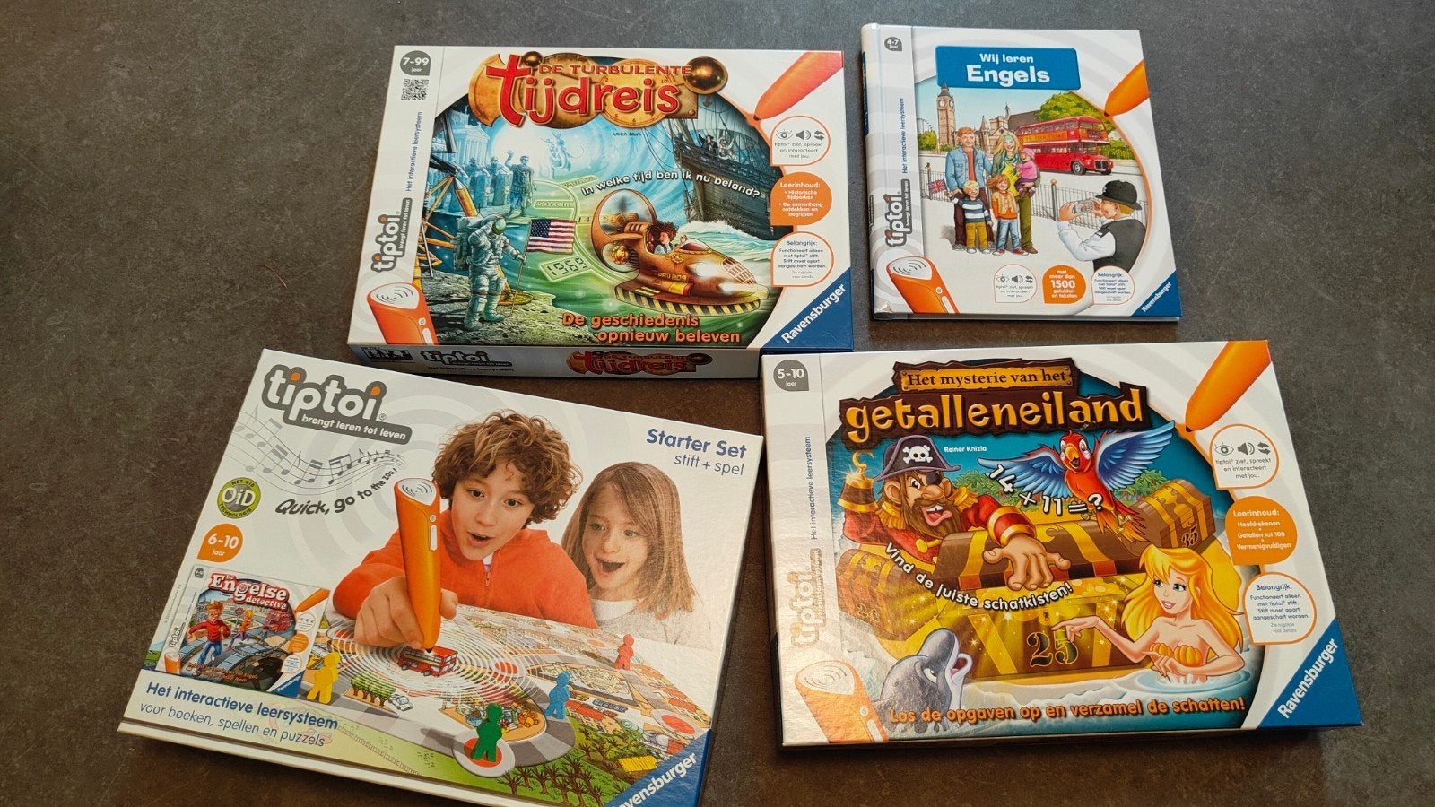 Tiptoi Starterset met 3 extra spellen: Educatief plezier!, Ophalen of Verzenden, Gebruikt, Taal en Lezen, Met geluid