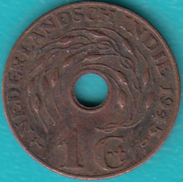 Nederlands-Indië 1 cent 1945 D, Scho. 937 in munthouder, Postzegels en Munten, Munten | Nederland, Ophalen of Verzenden, Koningin Wilhelmina