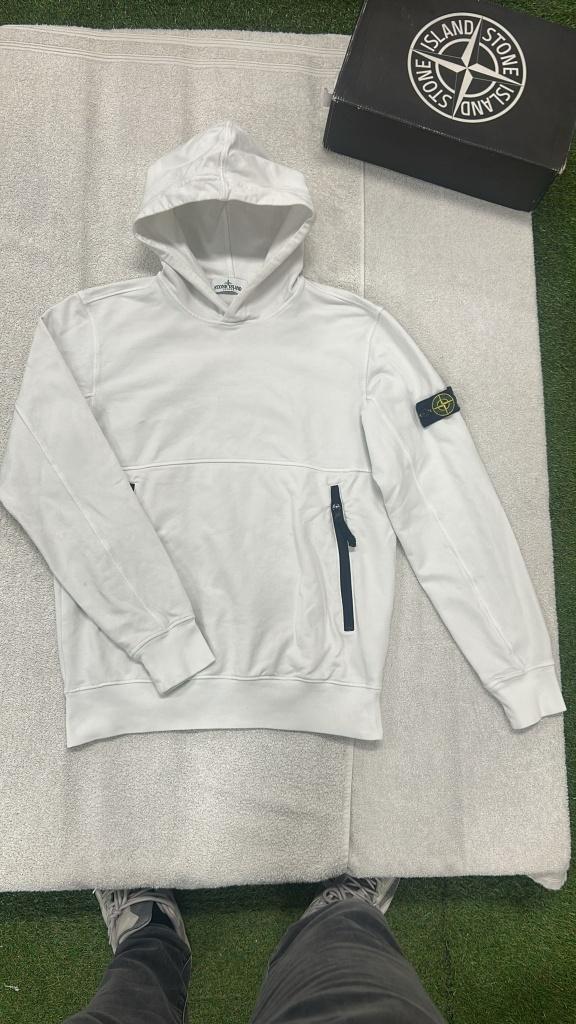 Stone Island Hoodie trui pull met badge, ., Wit, Ophalen of Verzenden, .