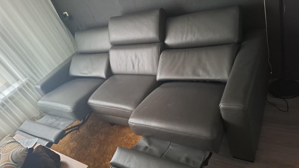 Leren 3-zitsbank met relaxfunctie / 250*90cm, Driepersoons, Ophalen of Verzenden, Zo goed als nieuw, Rechte bank