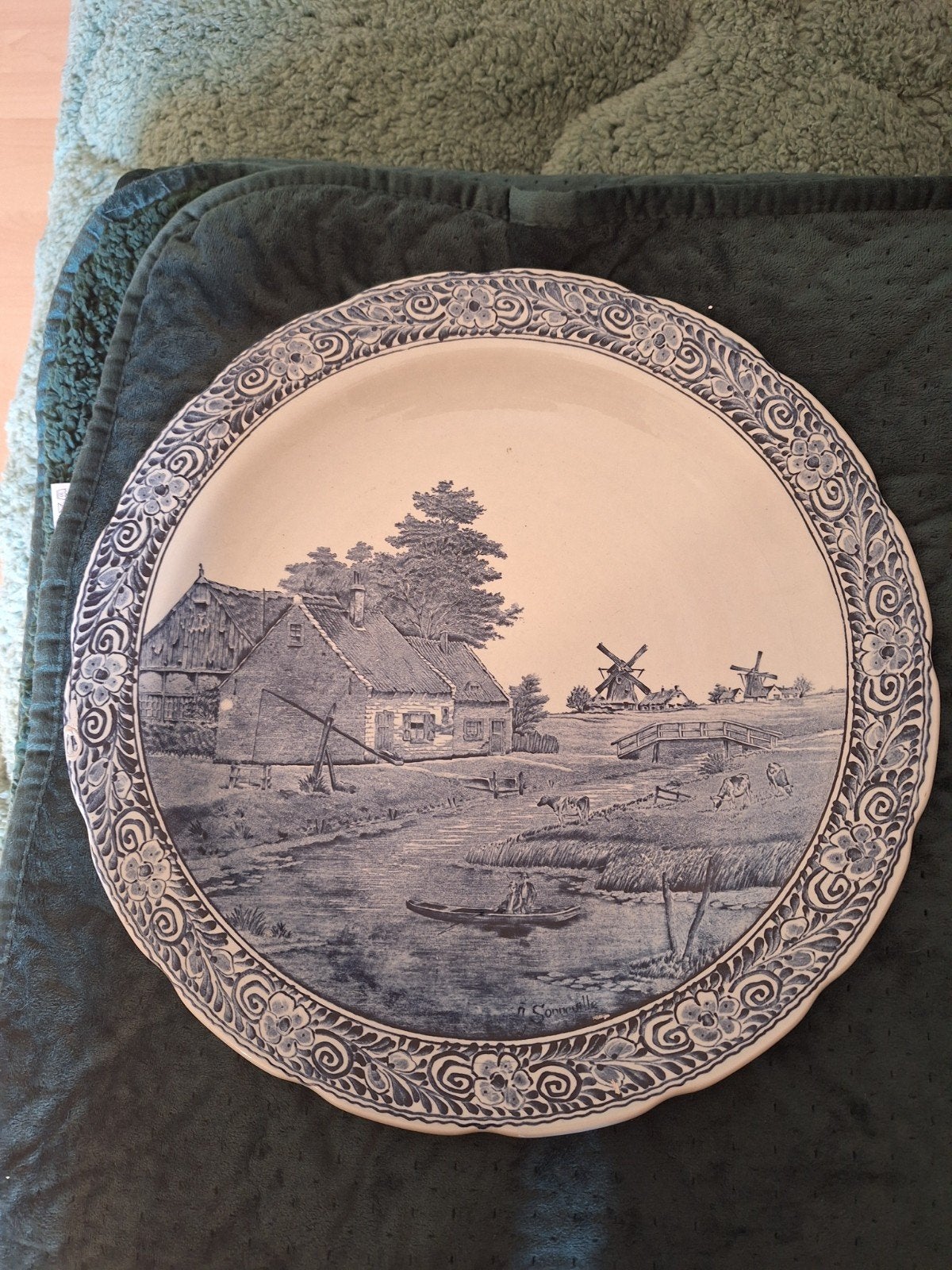 1 GROOT delftsblauw bord van Boch, Ophalen of Verzenden