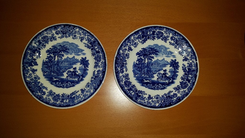 Set Antieke Blauwe ( wand ) Borden Amazone., Antiek en Kunst, Curiosa en Brocante, Ophalen of Verzenden
