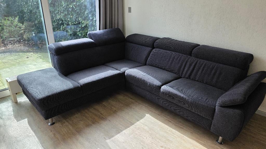 hoekbank, zwart, Ophalen, 250 tot 300 cm, Hoekbank, Zo goed als nieuw