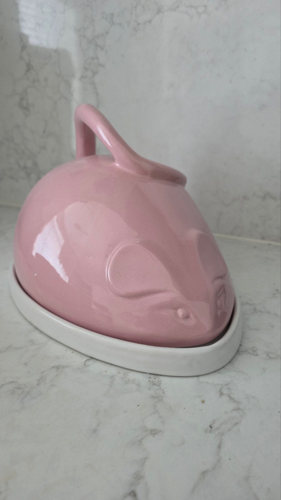 Roze Antieke Muis Kaasstolp - Uniek & Charmant, Ophalen