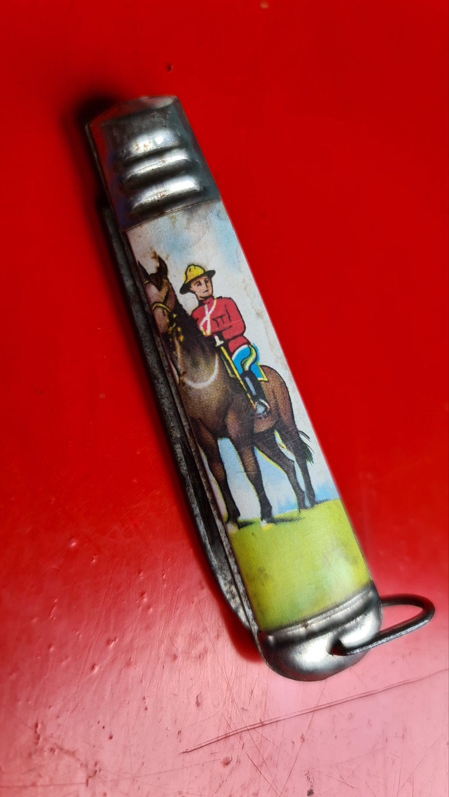 Vintage Mikov zakmesje Tsjecho-Slowakije met ruiter, Ophalen of Verzenden