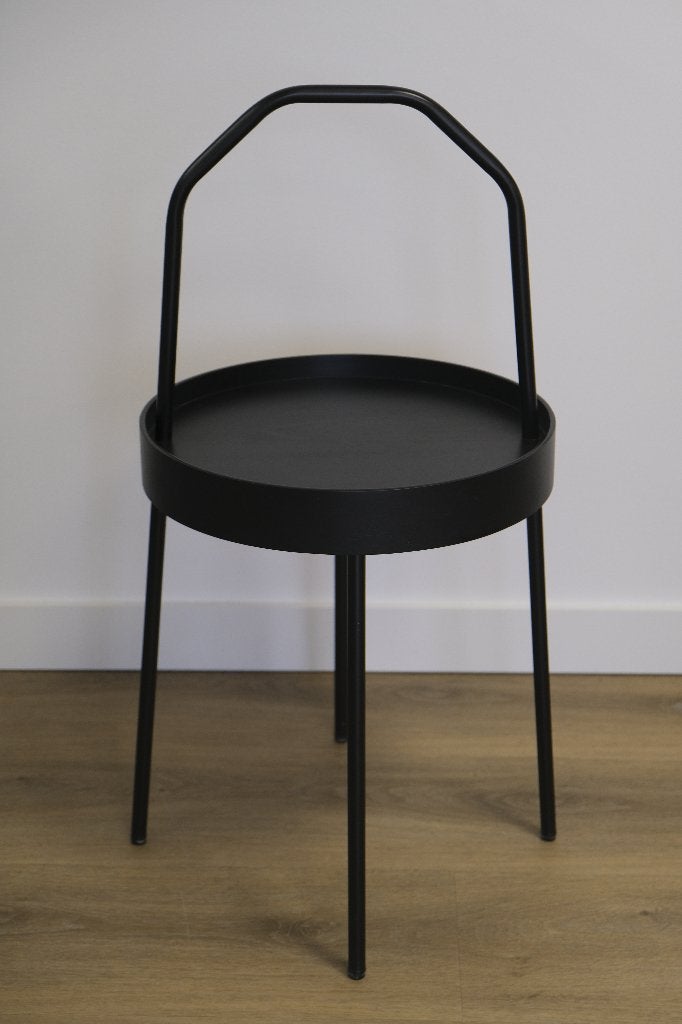 IKEA BURVIK bijzettafel zwart 38 cm met handgreep, Huis en Inrichting, Ophalen, Gebruikt, 50 tot 100 cm, Rond