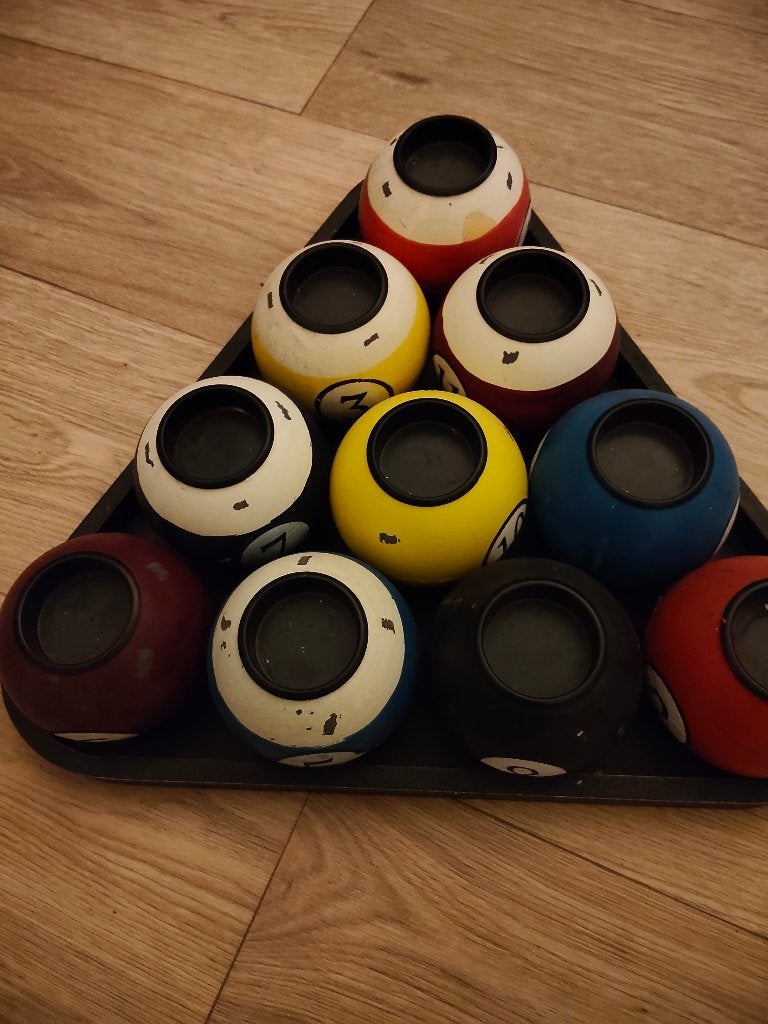 Biljartballen waxinelichten set, Huis en Inrichting, Overige materialen, Nieuw, Ophalen of Verzenden, Kandelaar