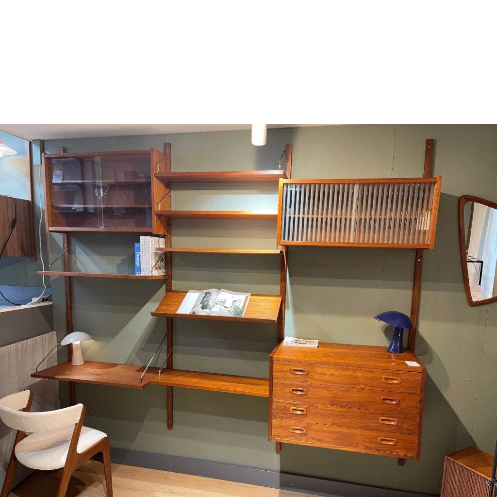 Vintage wandkast Poul Cadovius, jaren '60, Ophalen, Teakhout, Zo goed als nieuw, Met lade(s)