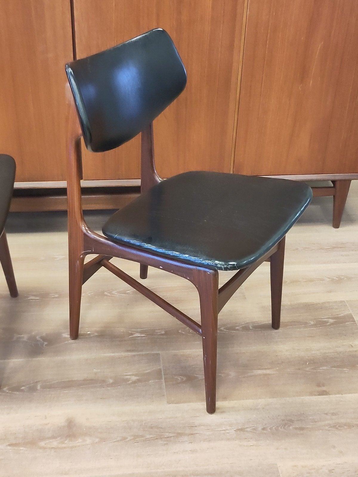 2x vintage teak houten Webe stoel Hamar Louis van Teeffelen, Hout, Gebruikt, Twee, .