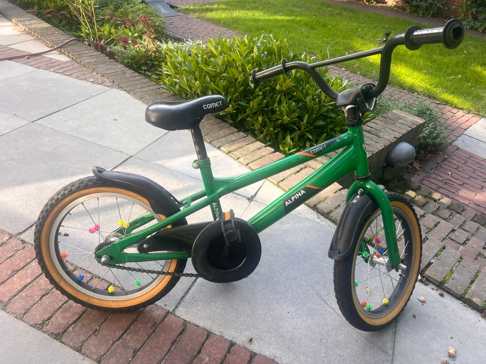 Alpina Comet kinderfiets 16 inch - Groen, Fietsen en Brommers, Ophalen, Gebruikt, Terugtraprem, Minder dan 16 inch