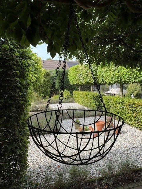 7 metalen hanging baskets in goede staat, Gebruikt, Minder dan 30 cm, Minder dan 60 cm, Rond