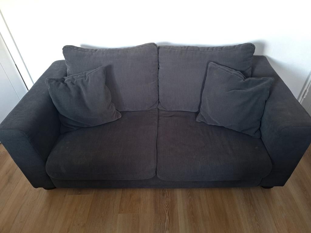 Antraciet bankstel (2-zits) 165cm breed, Ophalen, 150 tot 200 cm, Tweepersoons, 75 tot 100 cm