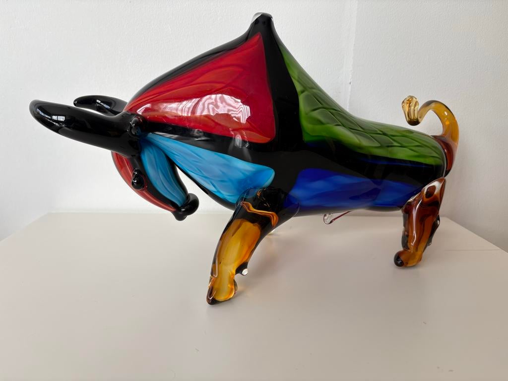 Prachtige Murano-stijl Glazen Stier 44cm, Ophalen of Verzenden