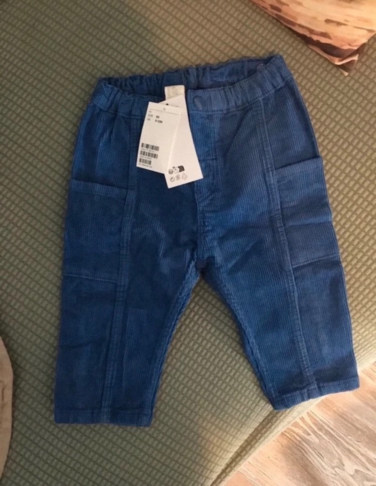 H&M broek maat 80 corduroy blauw, Kinderen en Baby's, Broekje, Jongetje of Meisje, H&M, Nieuw