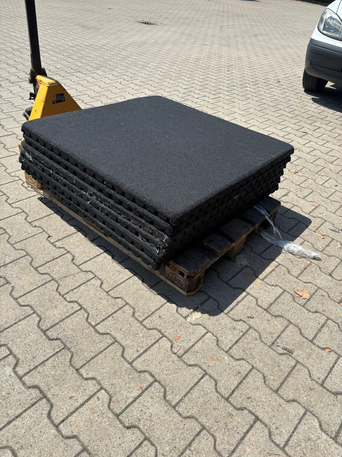 6 rubber tegels, ca. 4 cm dik, Sport en Fitness, Fitnessmaterialen, Ophalen, Gebruikt, Idk, Idk