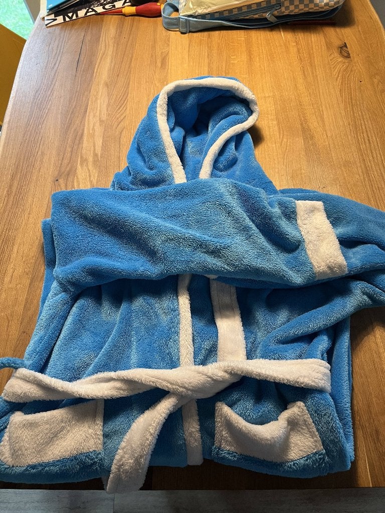 Badjas (blauw) mt 164/170, Kleding | Dames, Onbekend, Ophalen of Verzenden, Gedragen, Maat 34 (XS) of kleiner