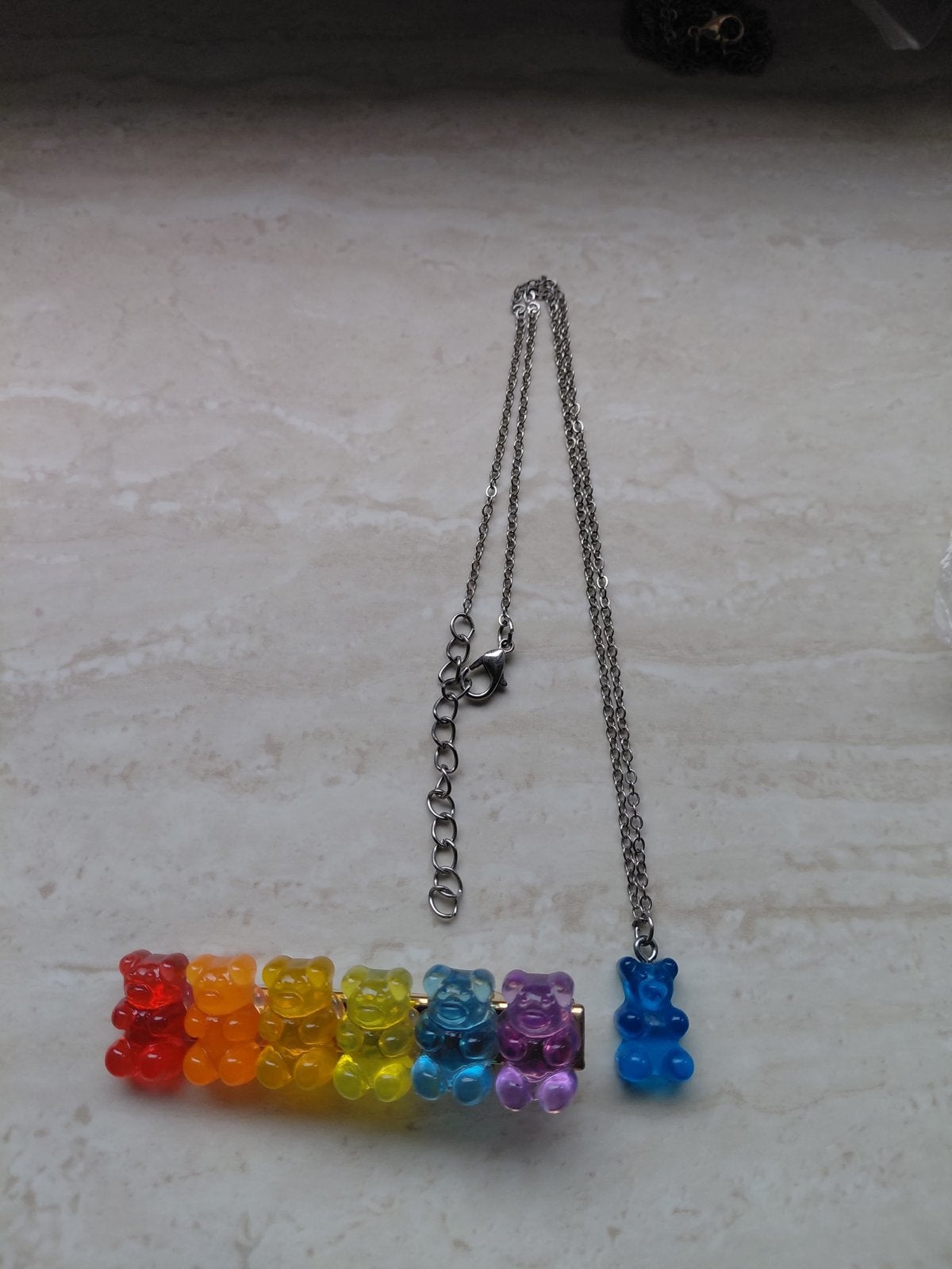Gummy Bear Ketting en Haarclip Set, Met hanger, Kunststof, Overige kleuren, Nieuw