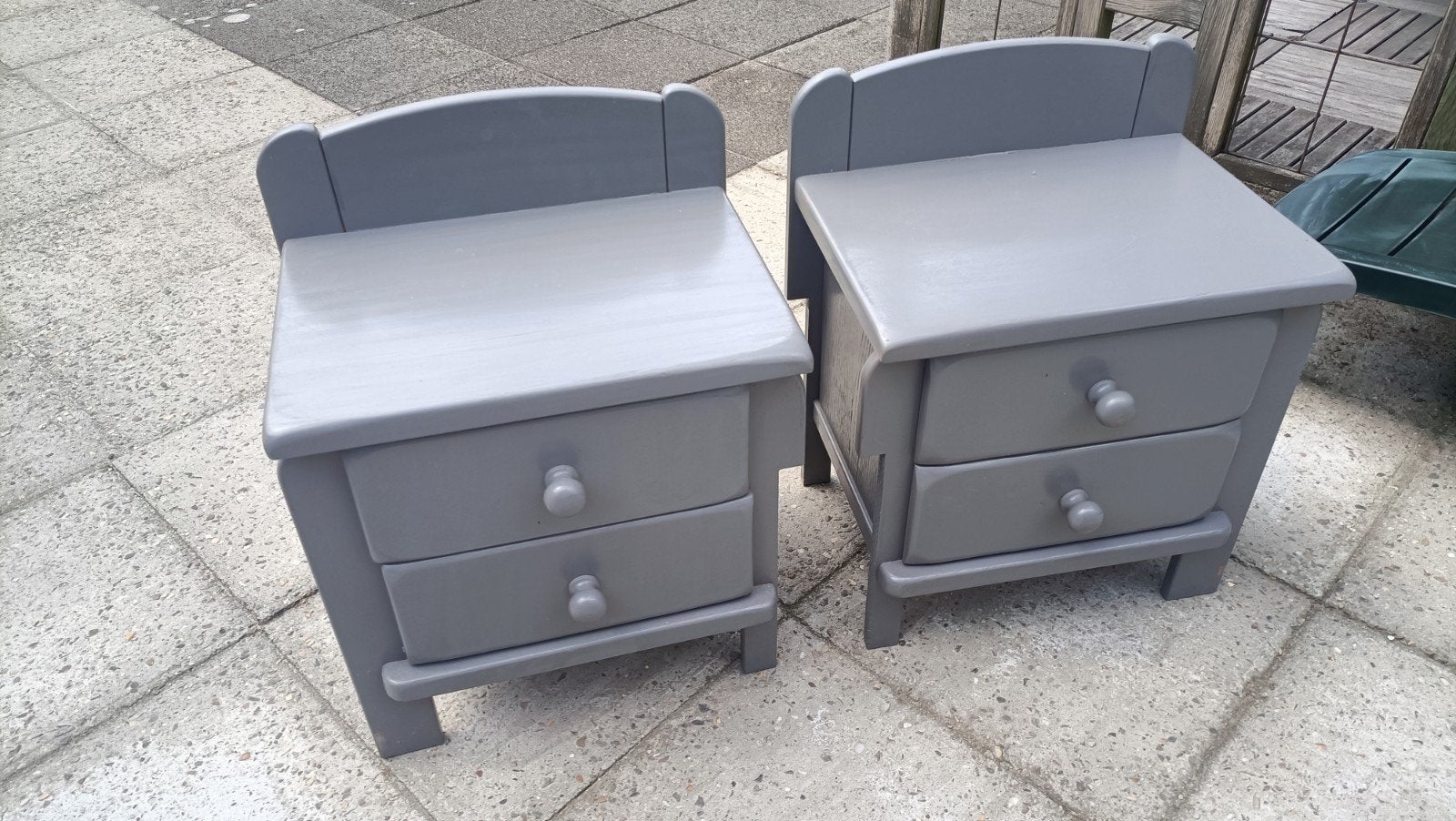 Set van 2 grijze nachtkastjes met lades, Ophalen, Gebruikt, Minder dan 45 cm, 55 tot 70 cm