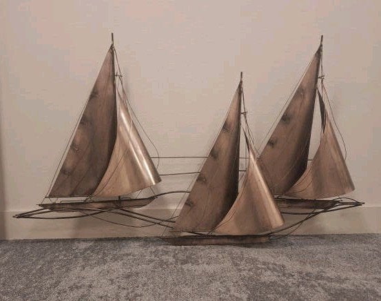 Curtis Jeré Wandsculptuur Zeilboten (1977) - Museumstaat, Antiek en Kunst, Ophalen of Verzenden