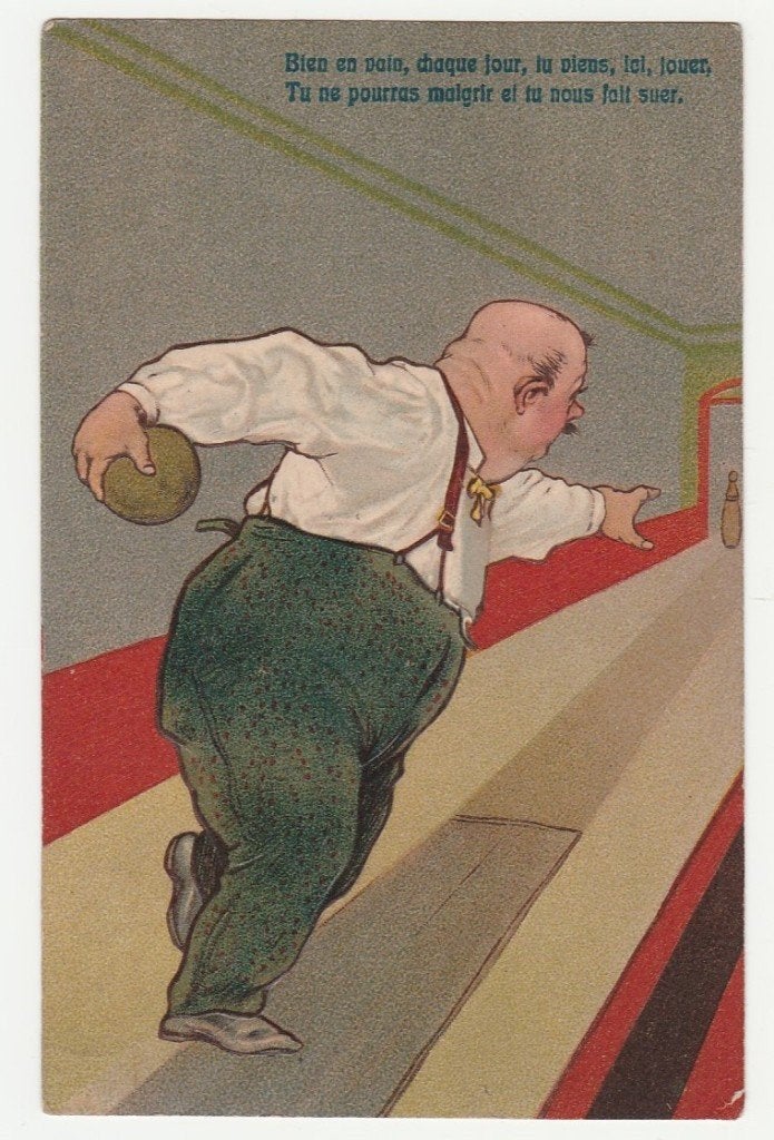 Kegelen.  1910.  Reliëfkaart.   Sport en spel., Verzenden, Voor 1920, Ongelopen, Overige thema's