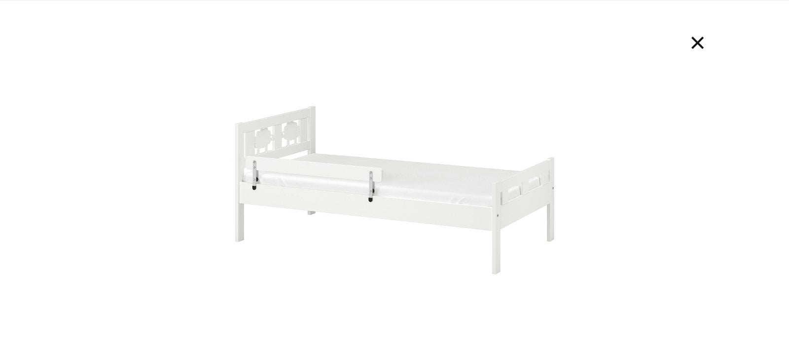 IKEA Kritter Peuterbed met bedhekje, dekbed en overtrek, Ophalen, Gebruikt, Wit, 190 cm of minder