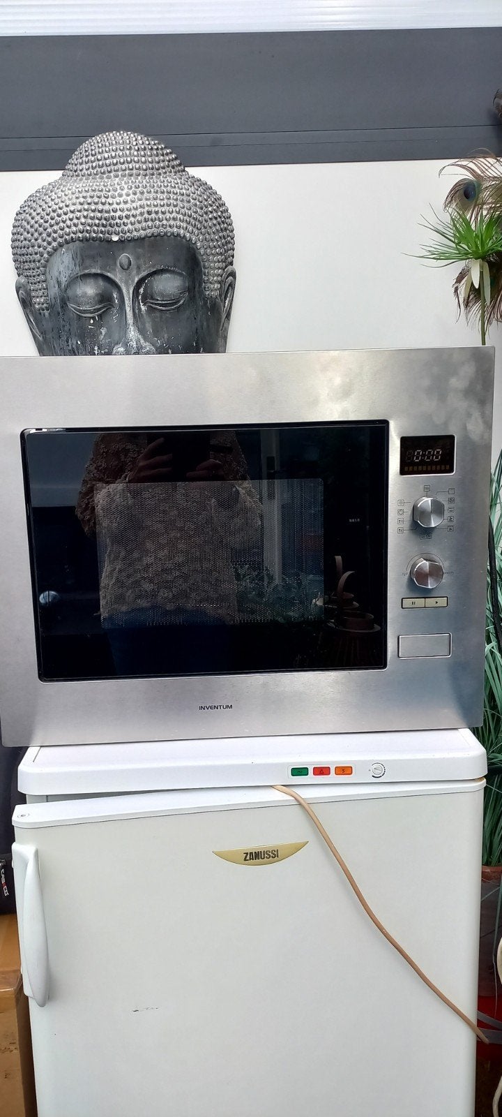 Inventum combi magnetron  IMC6133F RVS, Ophalen, Zo goed als nieuw, Inbouw
