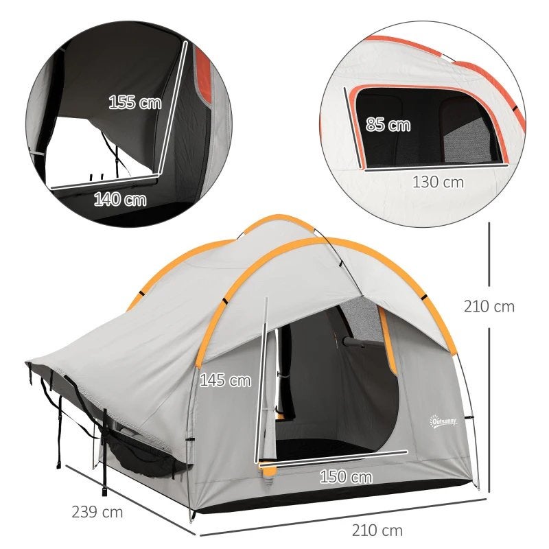 Outsunny Hatchback Tent - Auto Luifel - Grijs/Oranje NIEUW, Caravans en Kamperen, Ophalen, Nieuw, Tot en met 2