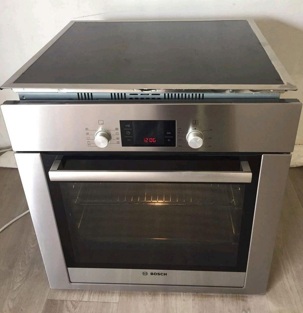 BOSCH set: Inductie kookplaat (powerBoost) + inbouw oven, Ophalen, 4 kookzones, Zo goed als nieuw, Inbouw
