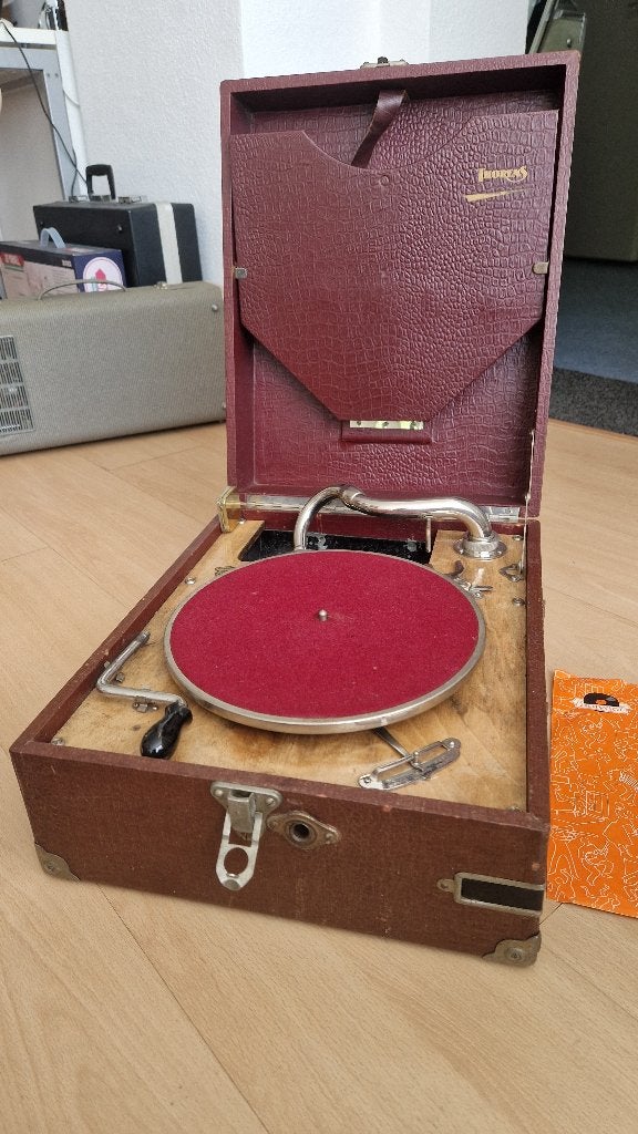 THORENS koffergrammofoon met veerwerk, Ophalen of Verzenden
