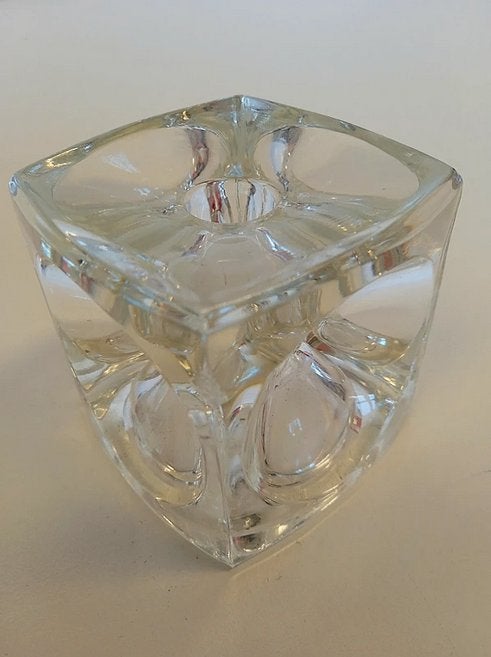 Vintage glazen space age design kaarsenstandaard, Ophalen of Verzenden