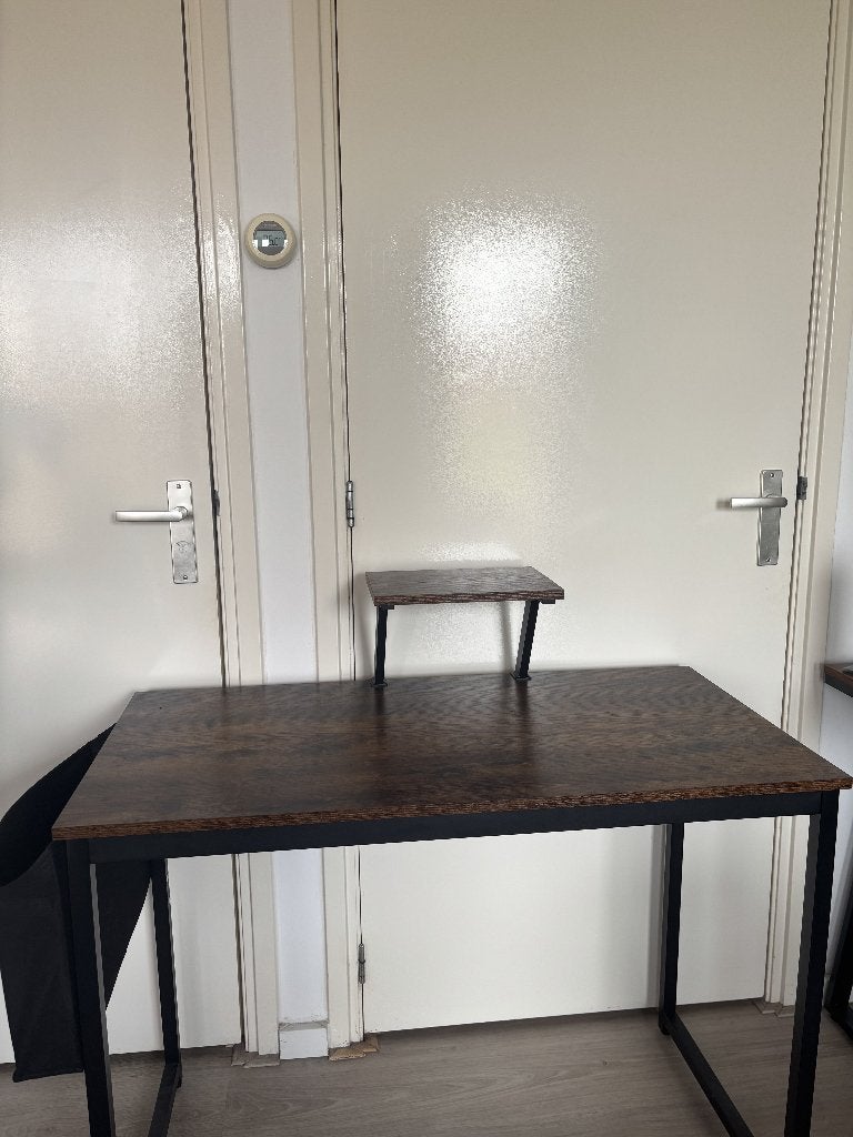 Desk with monitor stand (100x50), Ophalen, Hout, 50 cm, Bruin
