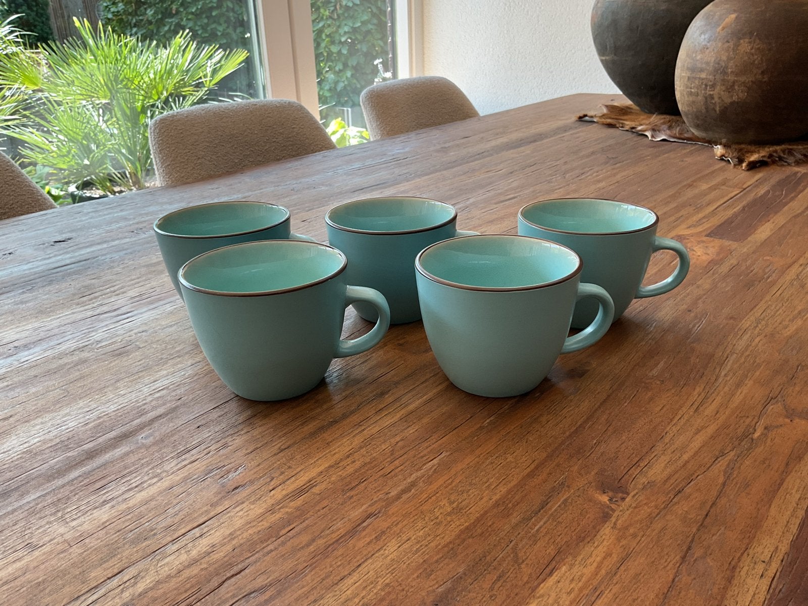 Set van 5 turquoise soepkommen - Elin, Huis en Inrichting, Keuken | Servies, Overige merken, Keramiek, Ophalen of Verzenden, Zo goed als nieuw