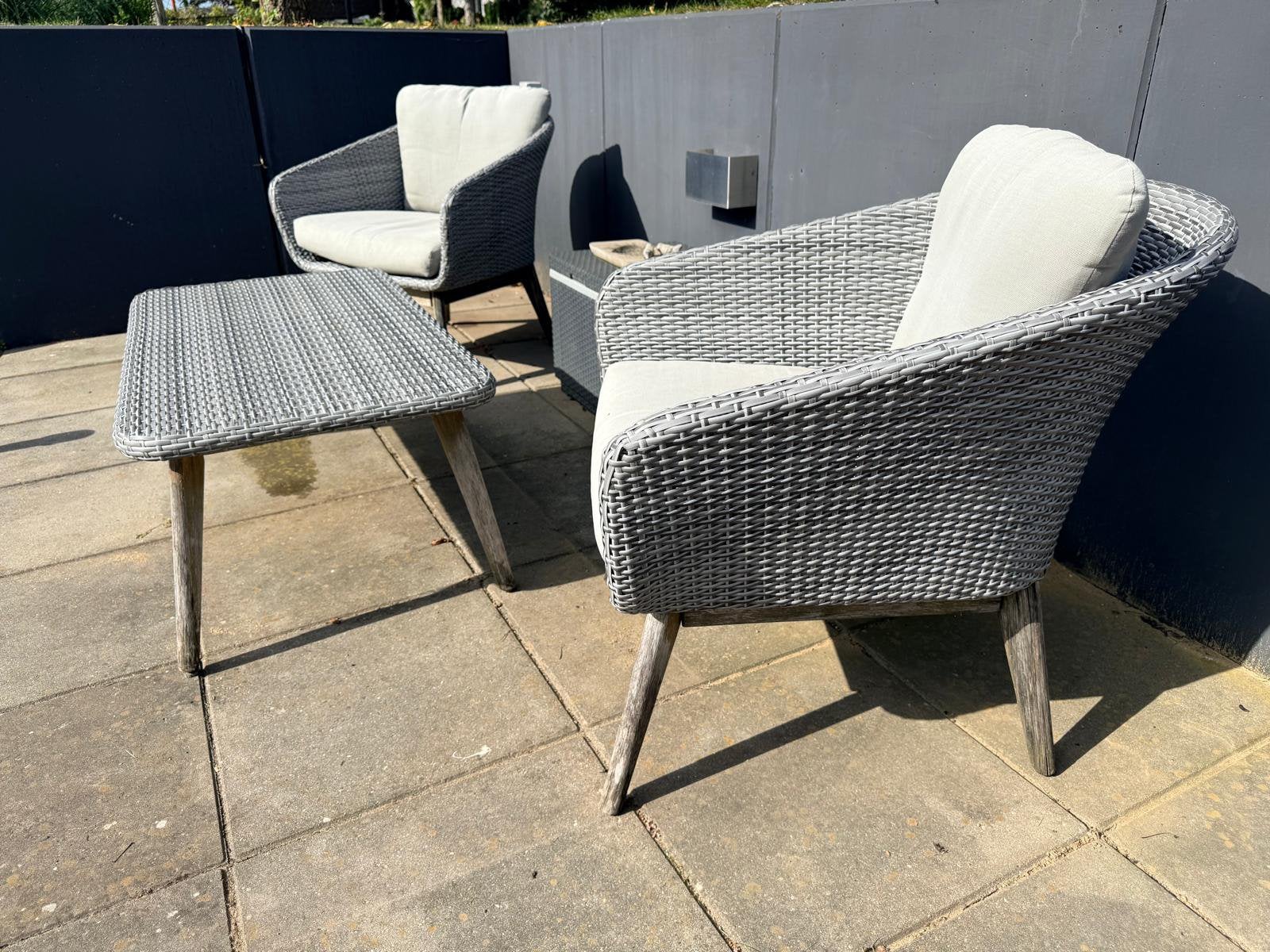 Grijze wicker tuinstel, Ophalen, Gebruikt