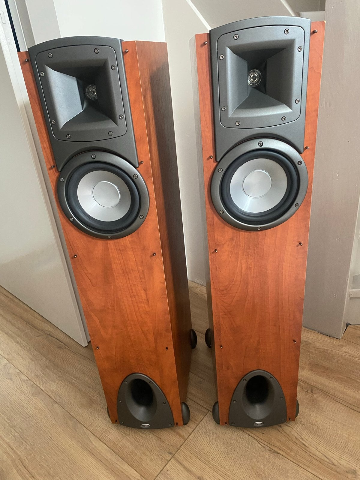 Klipsch Synergy F1 Vloerstaande Luidsprekers - Kersenkleur, Vloerstaande luidspreker, Gebruikt, 60 tot 120 watt, Basreflex