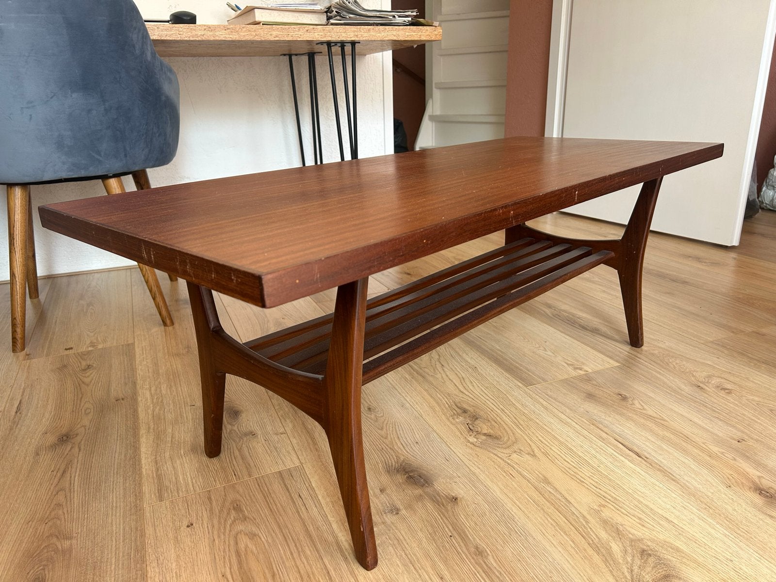 Vintage Salontafel Teakhout - Jaren '60 Design, Ophalen, Minder dan 50 cm, Gebruikt, 100 tot 150 cm