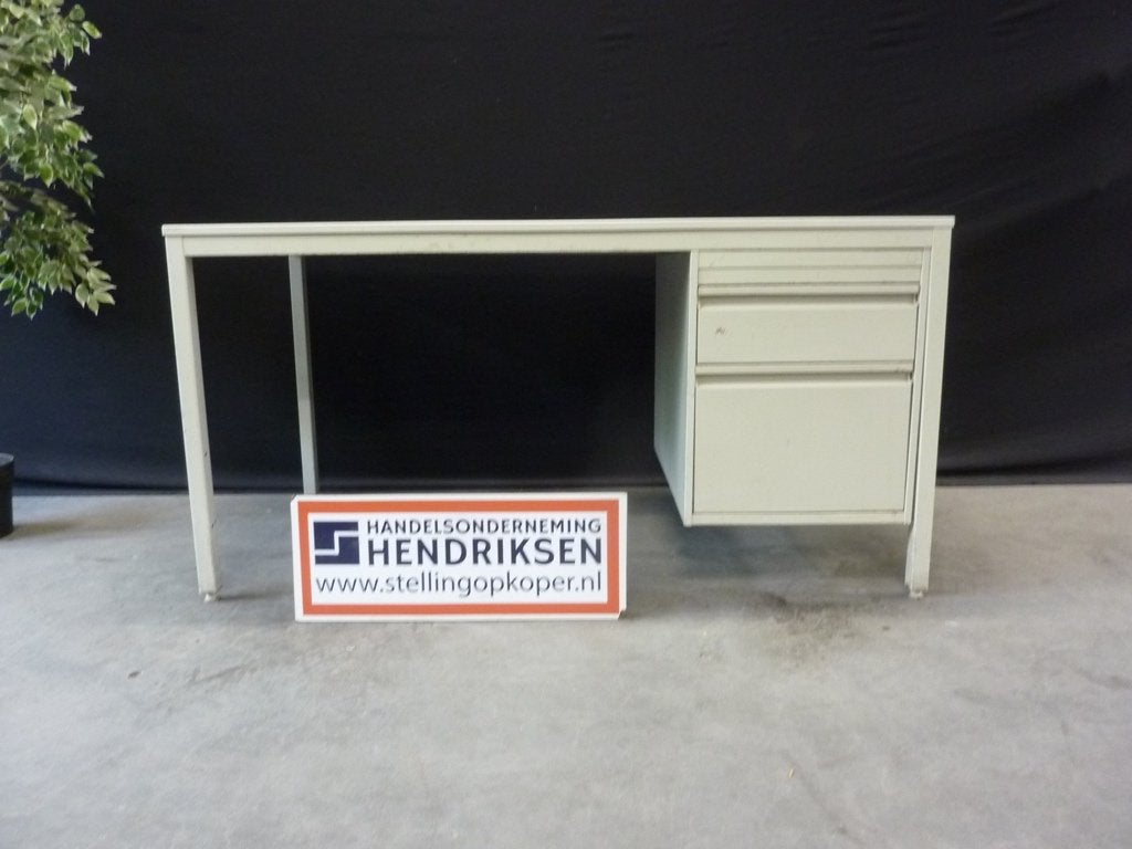 Zwaar vintage bureau / werkbank / werktafel + ladeblok, Huis en Inrichting, Ophalen, Gebruikt, 150 cm, Met lades