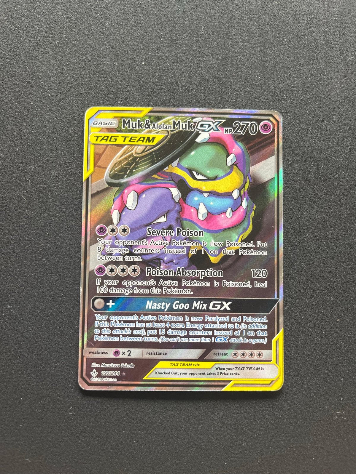 Muk & Alolan Mul Tagteam Pokemon Kaart, Ophalen of Verzenden, Zo goed als nieuw, Losse kaart