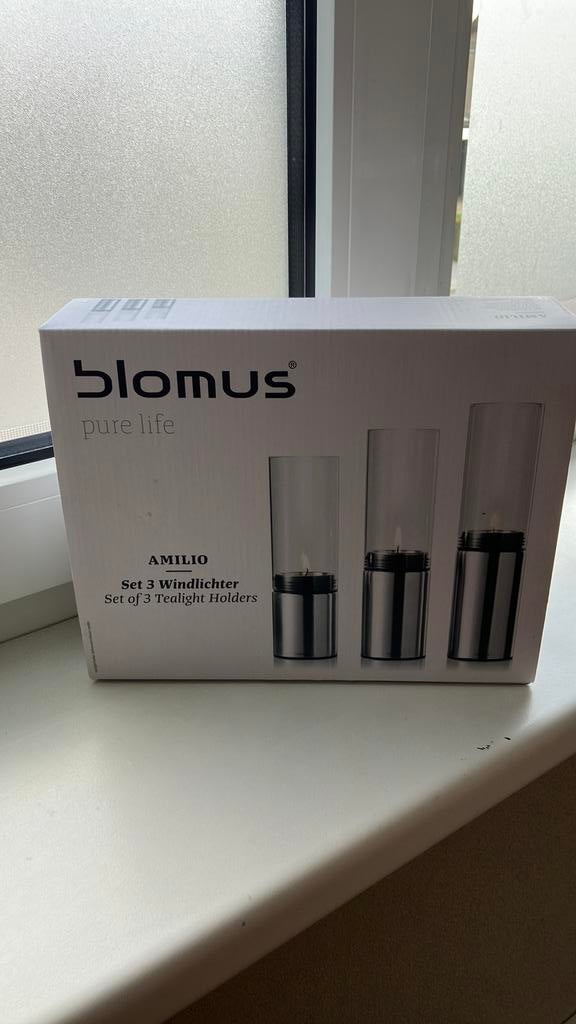 Blomus, set van 3 windlichten, Overige kleuren, Nieuw, Ophalen of Verzenden, Glas