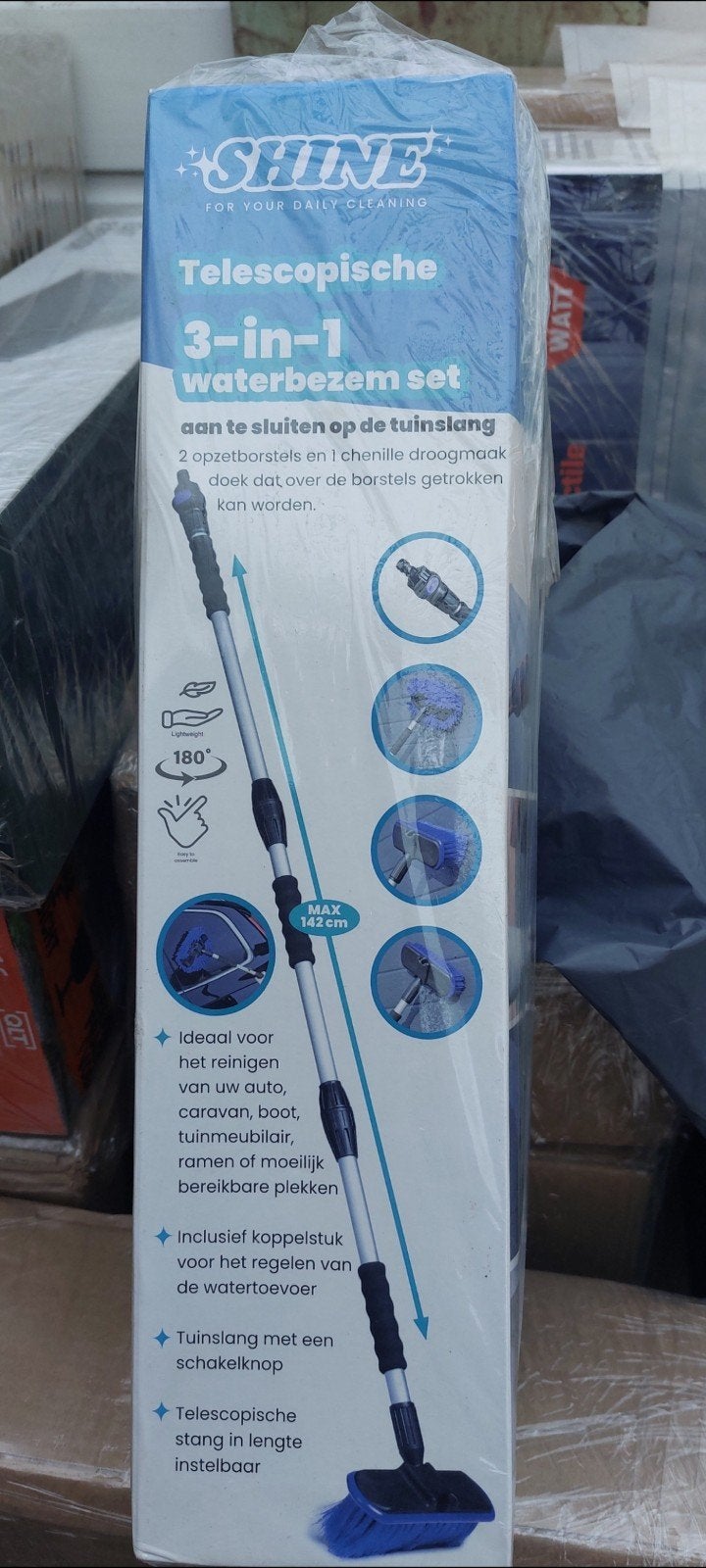 3-delige telescopische wasborstelset van Shine, Ophalen of Verzenden, Bezem of Borstel