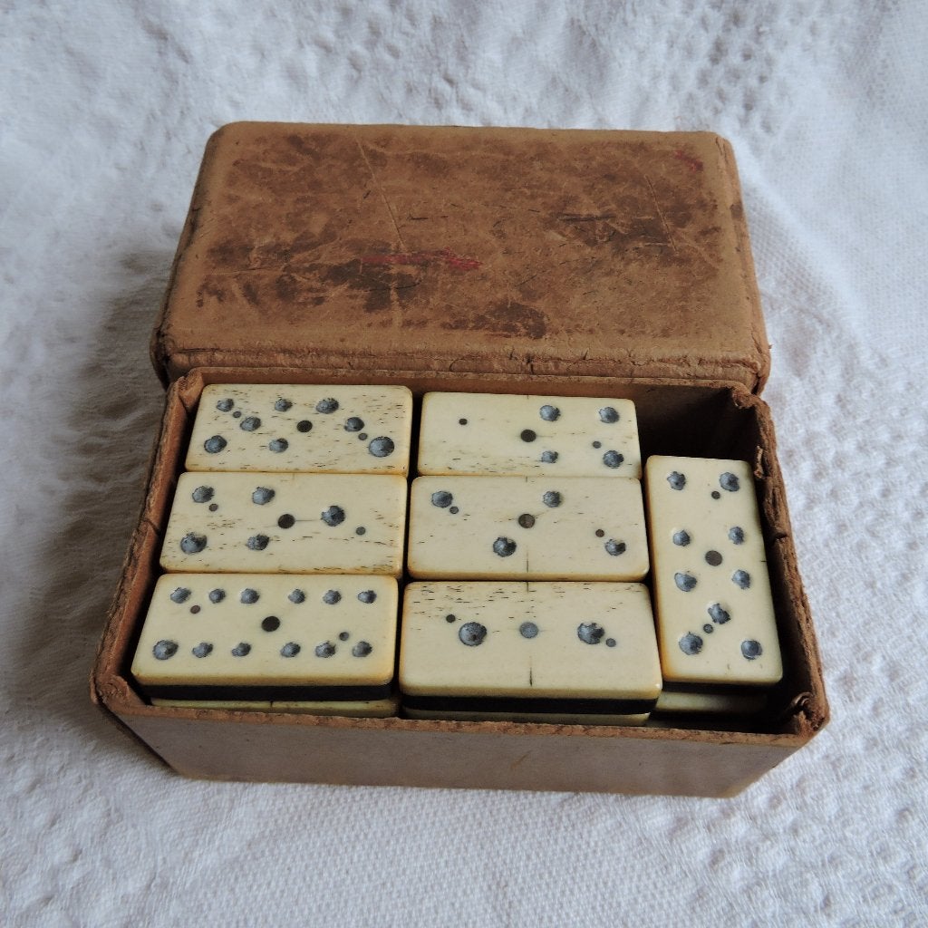 Antiek domino set been en ebbenhout, Antiek en Kunst, Ophalen of Verzenden