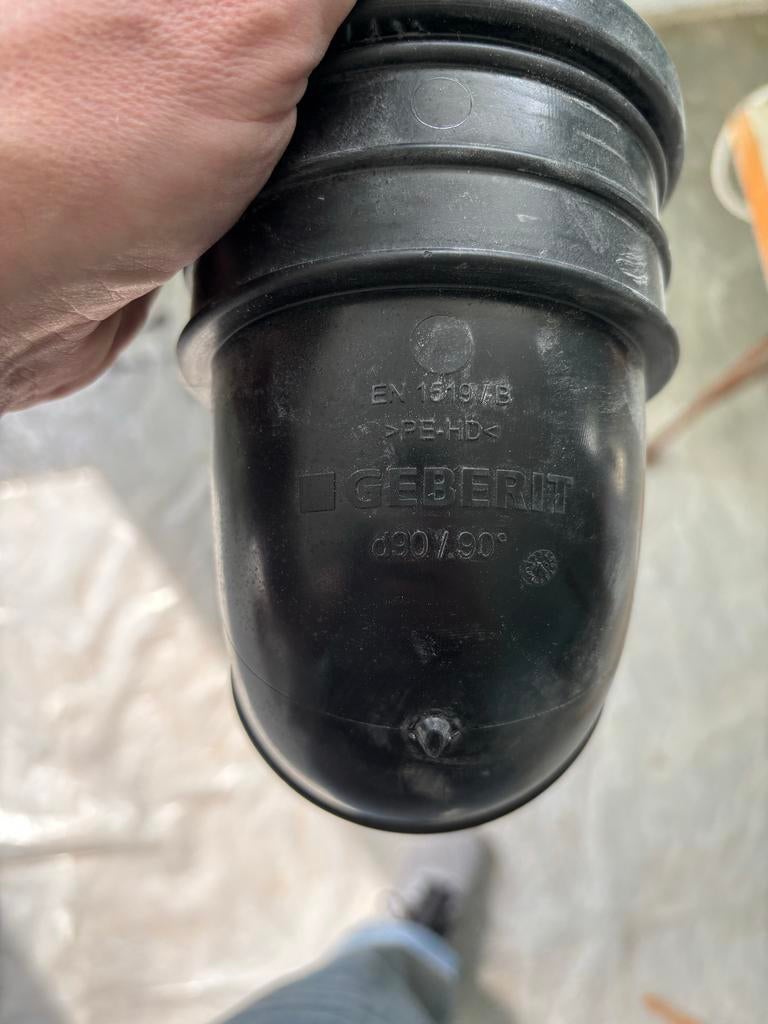 Geberit PE-HD Afvoerbocht d90/90, Doe-het-zelf en Verbouw, Buizen en Afvoer, Ophalen, Bochten, Pvc, Nieuw