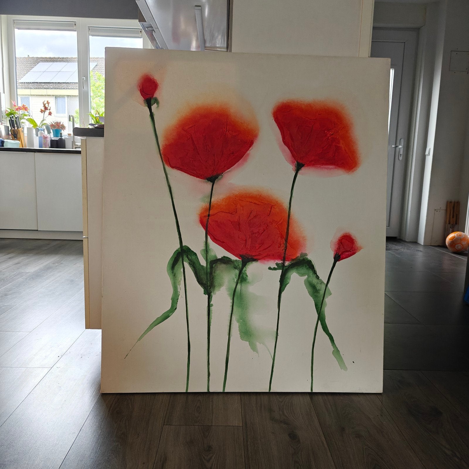 Mooi bloemen schilderij - Rode klaprozen, Ophalen