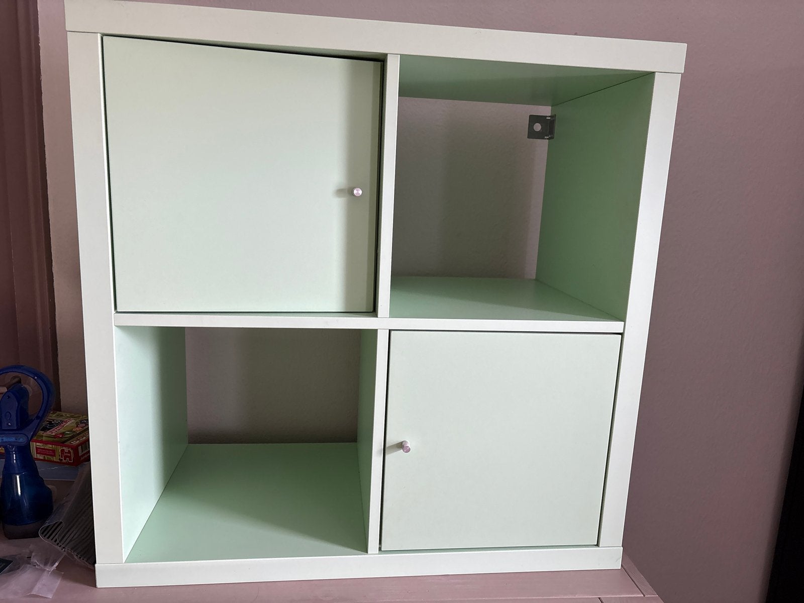 IKEA Kallax kast mintgroen met deurtjes, Ophalen, Gebruikt