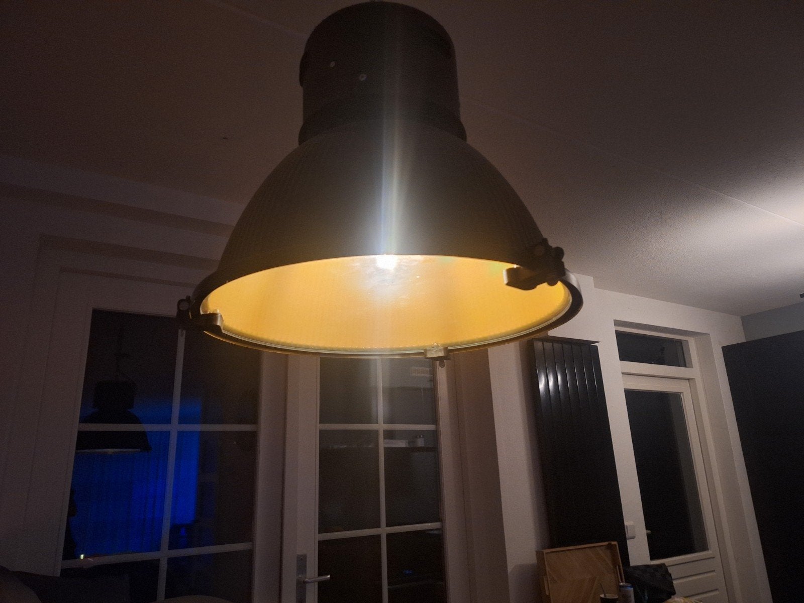 uniek bunkerlamp  fabriekslamp, Huis en Inrichting, Lampen | Hanglampen, Uniek industriel, E27 (groot), Ophalen of Verzenden, Glas