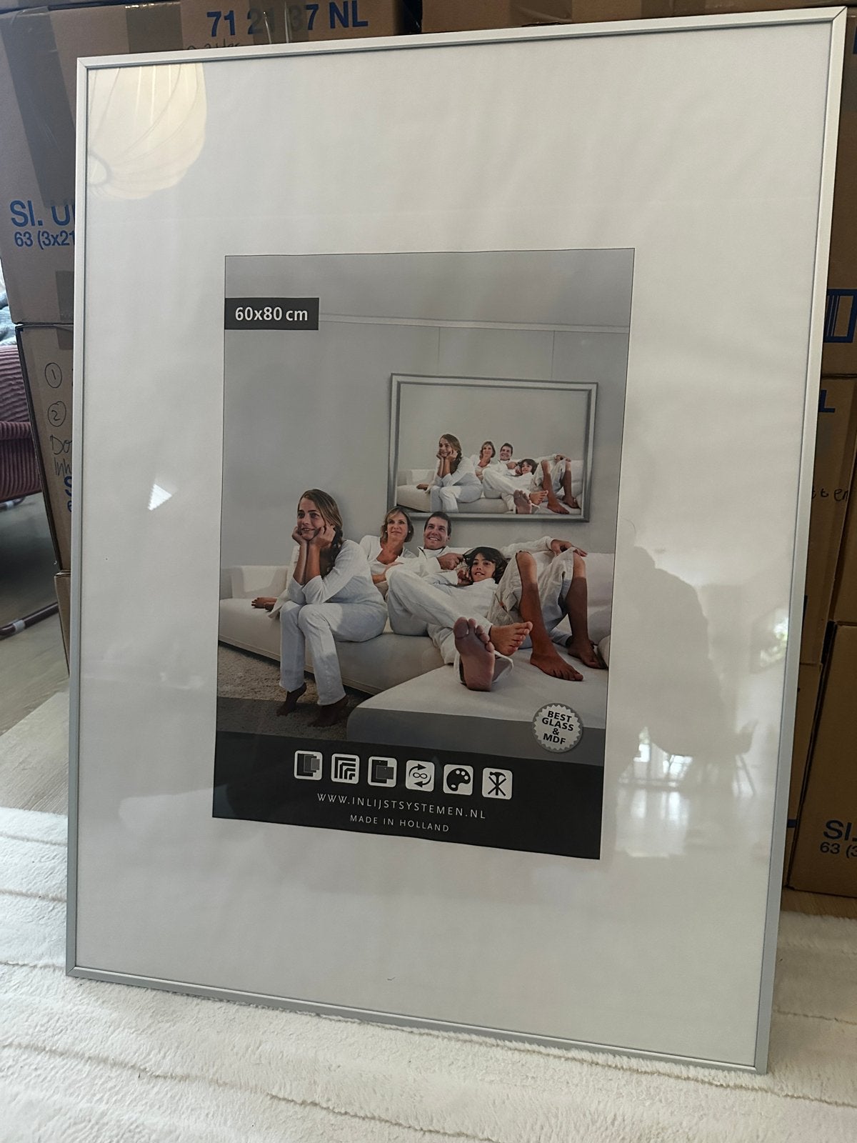 Fotolijst aluminium frame 60x80 cm, Ophalen, Zo goed als nieuw, Fotolijst, Metaal