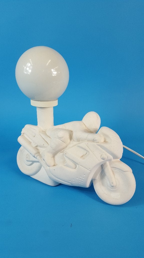 Vintage lamp Motorrijder van gips, bol van kunststof (1) K13, Tweedehands verkoop, Tweedehands verkoop, Gebruikt, Ophalen of Verzenden