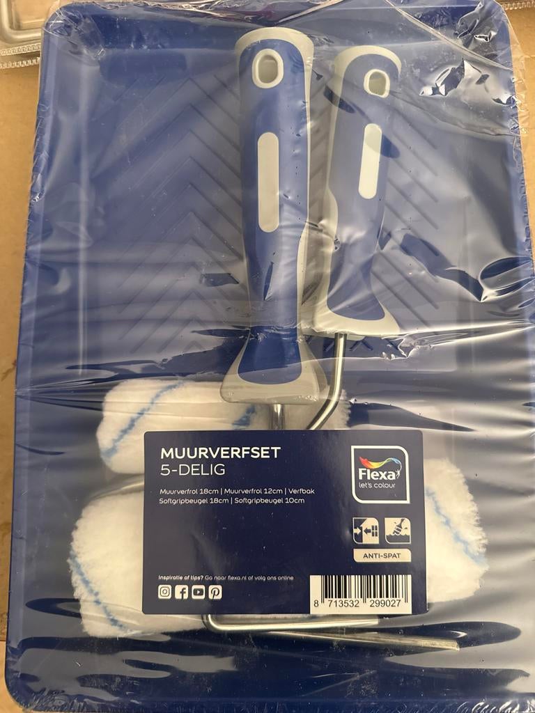 10x Flexa Muurverfset 5-delig - Nieuw, Ophalen of Verzenden, Nieuw, Verfroller